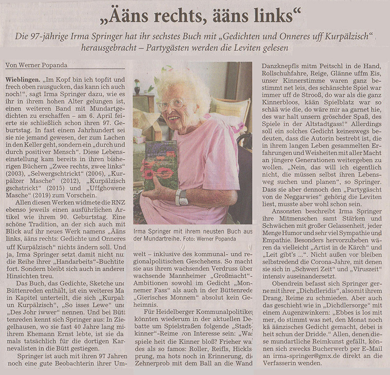 Artikel aus der Rhein-Neckar-Zeitung vom  3.10.2023